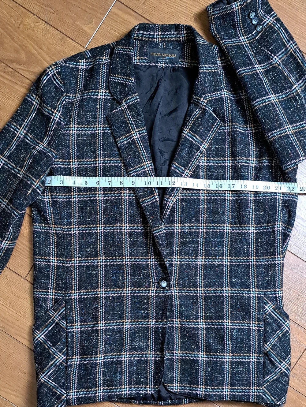 Vintage Steven Michaels Confetti Tweed Plaid Blazer Made in USA